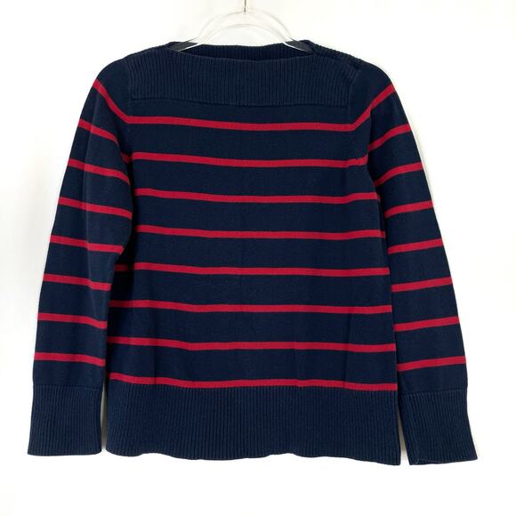 CHAPS | Sweater Navy Red Stripe Long Sleeve Bateau Neckline Womens Large - Picture 1 of 5